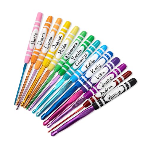 Personalized Rainbow Crochet Hook Custom Name Crayons Design Gifts for Teacher Mom Grandma