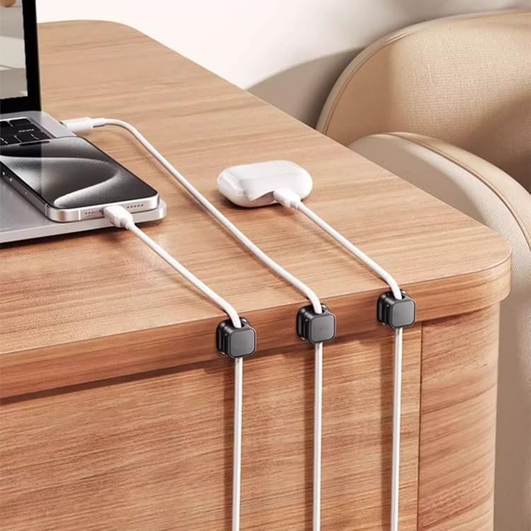 Miniatura 5 de Paquete de 6 organizadores magnéticos de cables, gestión de cables sin esfuerzo, organizador de cables de computadora, clips adhesivos para cable