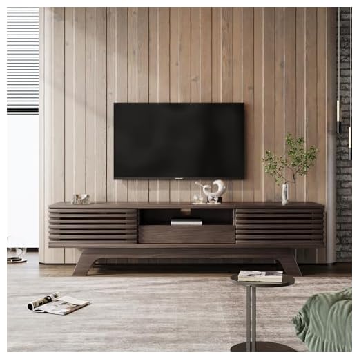 Merax TV Schrank, TV Lowboard mit 1 Schublade, 2 Türen, offenen Fächern und Kabeldurchführung, für Fernseher und Multimedia-Geräte, Holzfarbe, 150x35x44 cm