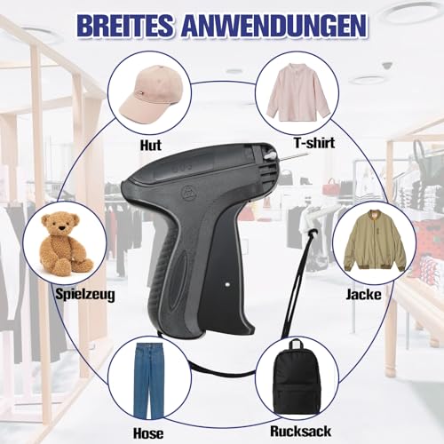 VEGCOO Etikettierpistole Geschenkanhänger Etikettiermaschine mit 5 Ersatznadeln, 3000 Heftfäden, 300 Preisschilder, Markenetiketten Etikettiergerät, Kleidungsetiketten Ettikettiergeraet
