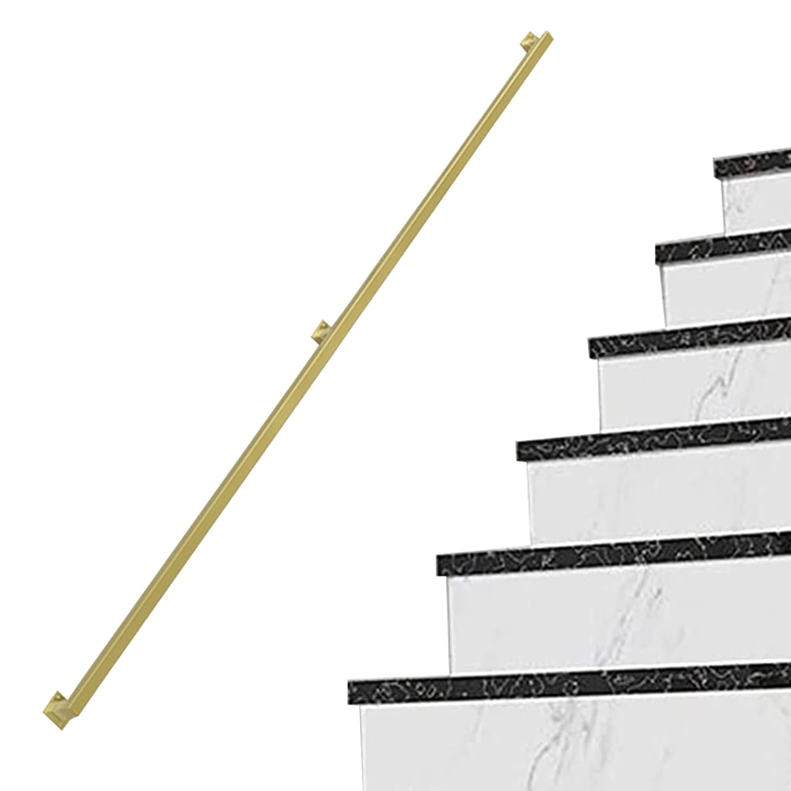 Modern Handrail for Stairs - Complete Kit, Wall Mount Railings Balustrade Support Rod Metal Wrought Iron Banister Hand Rails Railing for Indoor Outdoor Corridor Rails,15 FT