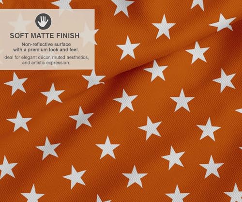 Image of Soimoi Orange Cotton Canvas Fabric Stars Star Printed Fabric 1 Meter 58 Inch Wide