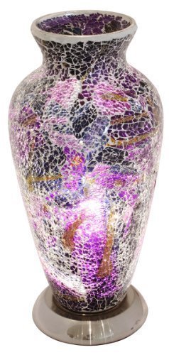 Febland Purple Mosaic Vase Lamp, Glass,