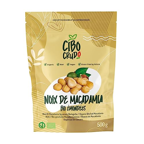 Noix de Macadamia Bio - 500g. Noix Entières sans Coquille. Ne pas Griller. Riche en Sels Minéraux Fibres et Glucides. Macadamia Nuts Organic and Raw.