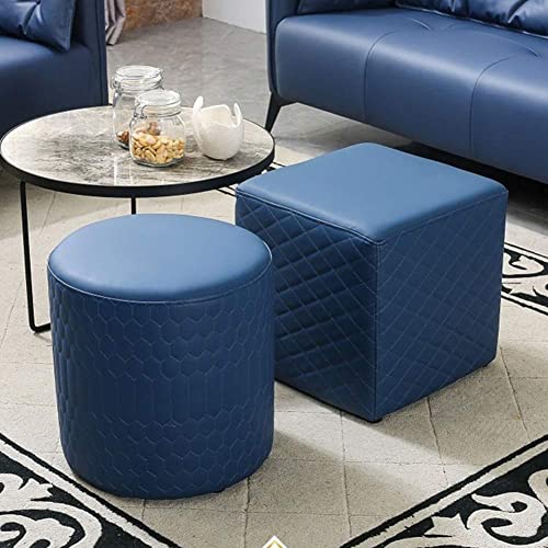 Sofá taburete de cuero azul para mesa de centro y probador de dormitorio 3