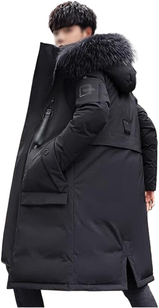 Men in winter thick long over the knee coat Parker down jacket to keep warm