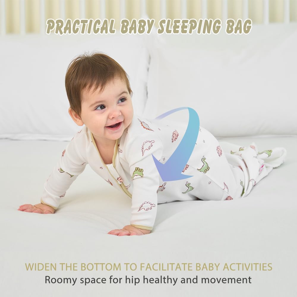 2PCS Baby Sleeping Bag, 100% Cotton Baby Wearable Blanket, Long Sleeve Sleep Sack for Infant Toddler 0-18Months - Image 4