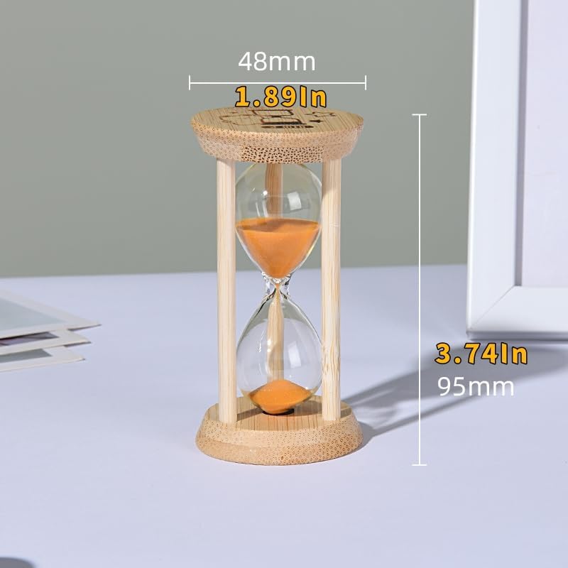 Bamboo Sand Timer 3Minute Hourglass Timer Wooden Sand Clock, Mini Gold Sand Watch, Reloj de Arena 3Minuto, Unbreakable Sandglass for Childs, Office, Games, Decorative (Gold, 3Min)
