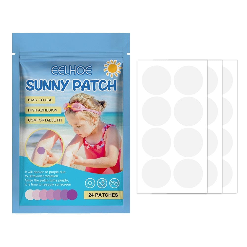 24 Pcs UV Stickers for Sunscreen Sun Cream Stickers to Reapply Waterproof UV Detection Stickers UV Detection Reminder