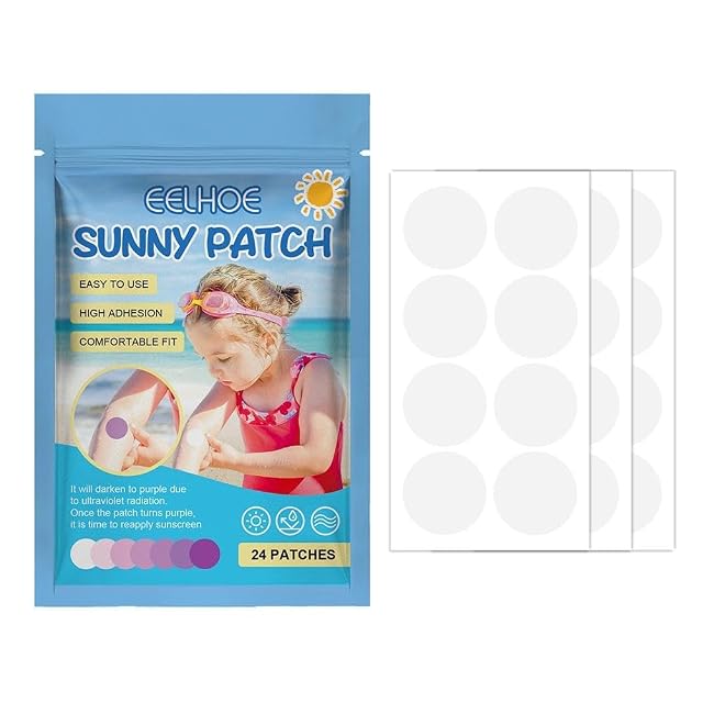 24 Pcs UV Stickers for Sunscreen Sun Cream Stickers to Reapply Waterproof UV Detection Stickers UV Detection Reminder