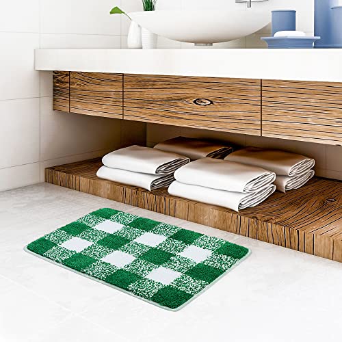 Tapis de salle de bain PiccoCasa 43x61 cm vert en microfibre - 3