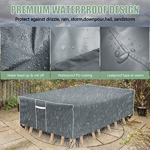 Gasadar Outdoor Furniture Cover Waterproof, Outdoor Sectional Cover, 500D Heavy Duty, All Weather Protection Rectangular Patio Covers For Outdoor Furniture Set, 126" L X 64" W X 29" H -Grey #TOP3