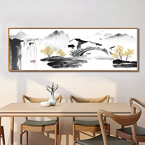 Affiche encre de qualite superieure avec motif de montagnes et cerf abstrait