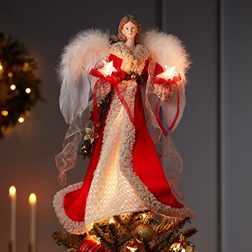 Kurt S. Adler Ul 10-Light 16-Inch Kurt Adler Red And Ivory Angel Treetop #TOP7