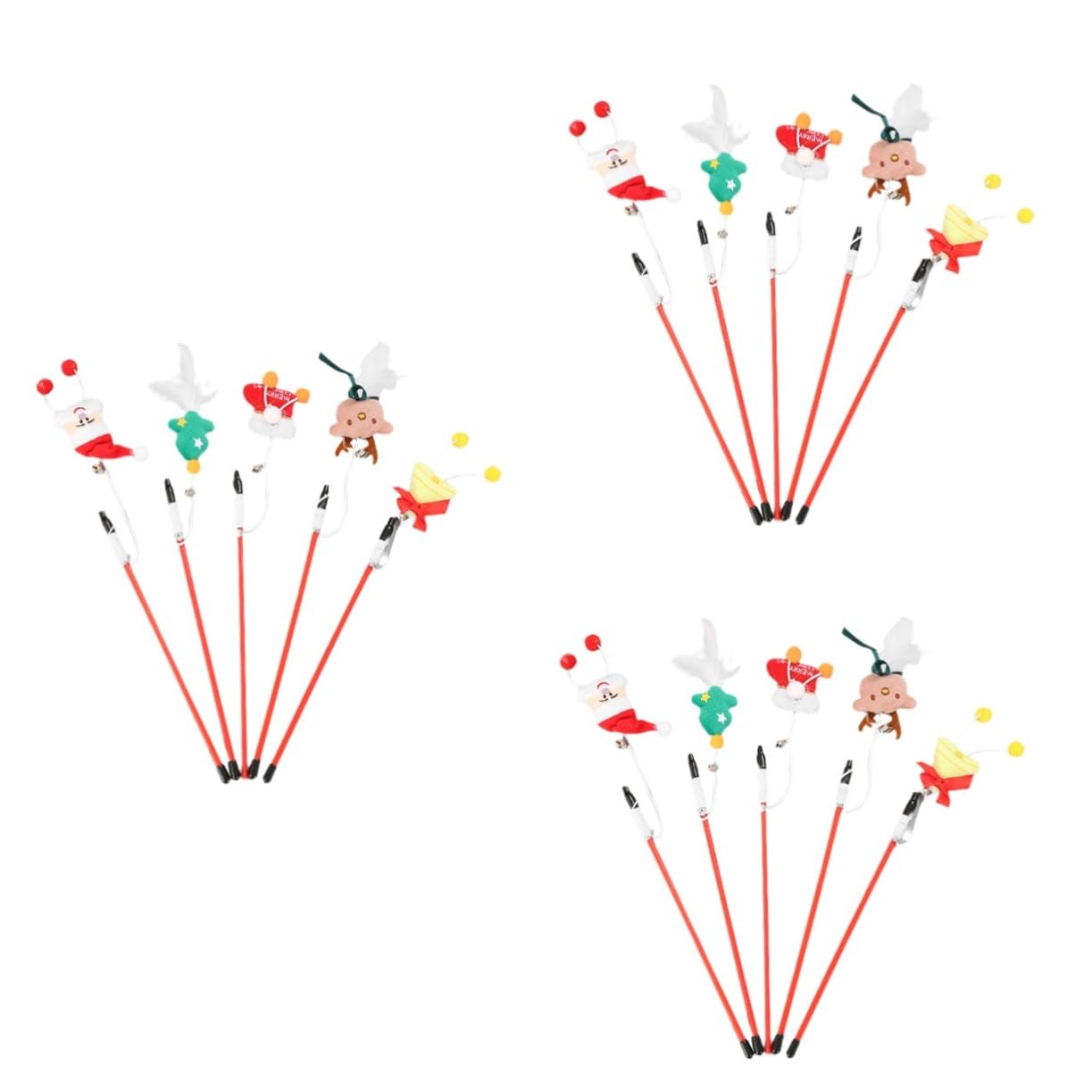 Sosoport 3er-Sets Katzenspielzeug Weihnachts-Teasing-Sticks Interaktives Katzen-Teaser-Spielzeug Für Spaß Und Bewegung 5 Stück * 3