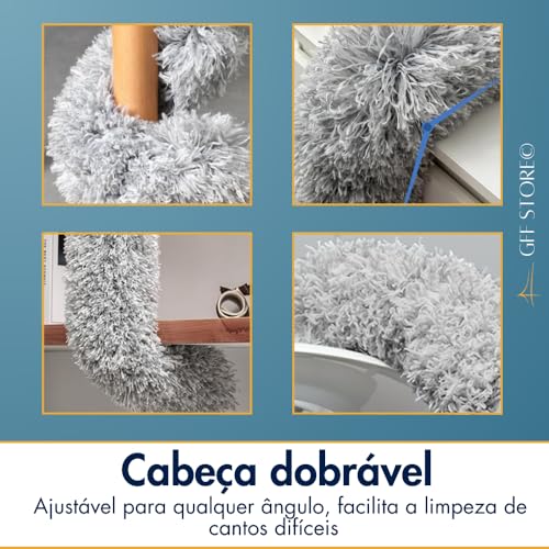 Espanador de Pó Extensível 2,80 Metros Microfibra Cabo de Aço Inoxidável Ajustável Haste Flexível Re