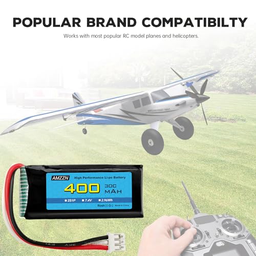 AMZZN 2PCS 7.4V 2S 400mAh 30C Li-po Battery with PH-2.0 3P Plug Suitable for UMX 2S Aircraft, Fixed Wing Drone Quadcopter and Glider Backup Batteries - Image 6