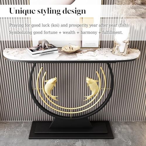 Mesa consola de piedra sinterizada moderna y mesa estrecha para pasillo delgado 6