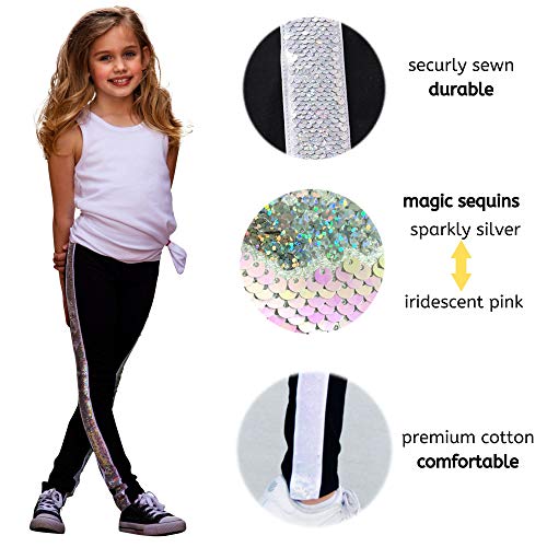 HH Family Flip Sequin Cotton Leggings for Girls Sparkle Pants 4-14 Years2