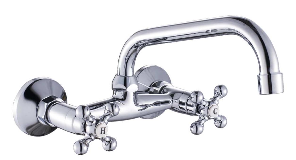 Miscelatore lavello parete 15 cm. Serie croce.