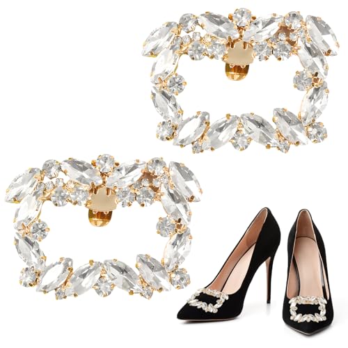 GIKPAX Lot de 2 pinces à chaussures en strass pour femme et fille - Accessoires pour chaussures - Décorations de chaussures en cristal - Amovibles - Breloques pour chaussures - Pour fête de mariage