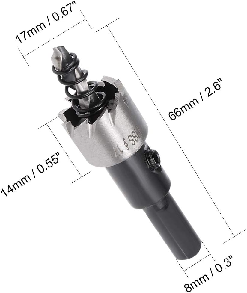 Sourcingmap 17mm HSS Drill Bit Hole Saw Cutter for Metal Alloy Wood, Black, Silver - Image 3