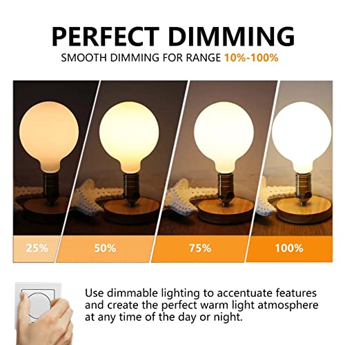 Emitting G40(G125) 4.5W Globe Led Edison Light Bulb, Soft White 2700K, Cri95 Dimmable 450Lm, E26 Medium Base, Milky Glass Finishing, Perfect For Vanity Makeup Mirror, Droplight, Floor Lamp 2 Pack #TOP2