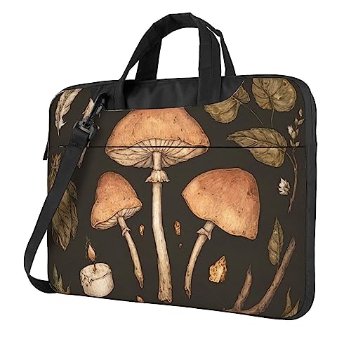 Sac ordinateur portable fin contre l'encombrement avec bandoulière et motif champignon original