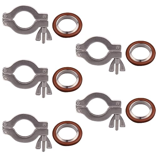 Image of DERNORD KF-25 Wing Nut Clamp Flange Quick Clamp Stainless Steel 304 with Centering O-Ring （Pack of 5）