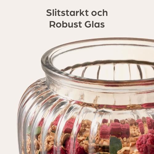 Image of bellemax 500ML Clear Glass Storage Jar With Air Tight Glass Lids- Airtight Food Jars Glass Kitchen Containers For Pantry, Pickle Jar, Sugar Pasta Cereal Flour Sugar Storage Jar (BM-06, Set of 2)