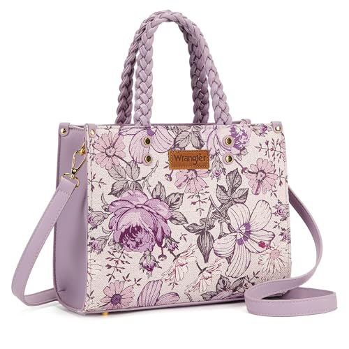 Image of Montana West Wrangler Tote Bag for Women, Floral Print Braided Tote Purse,Western Tote Handbag with Adjustable Shoulder Strap