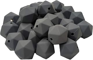 Dim Gray Color Silicone Polyhedron Beads 14mm Silicone Geometry Icosahedron Beads for Mom Jewelry Necklace Making