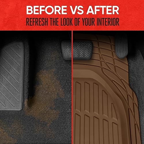 Motor Trend FlexTough Deep Dish All-Weather Floor Mats, Waterproof Trim-To Fit Mats for Cars, Trucks, SUVs - Universal Automotive Floor Liners, Car Accessories, Brown by Motor Trend - Image 6