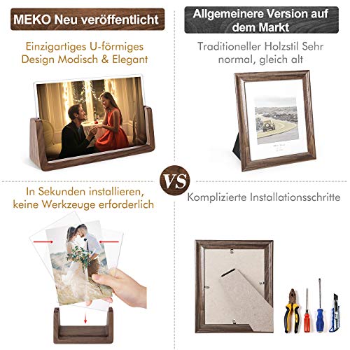 MEKO Houten design fotolijst, houten fotolijst set van 2, met walnoothouten bodem en transparante acrylframe-afdekkingen voor beeldweergave in huis/kantoorbureau (horizontaal + verticaal) (13 x 18 cm) - Image 5