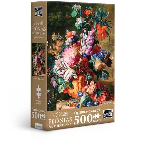 Flores: Peônias na Porcelana - Quebra-cabeça Nano - 500 peças - Toyster Brinquedos