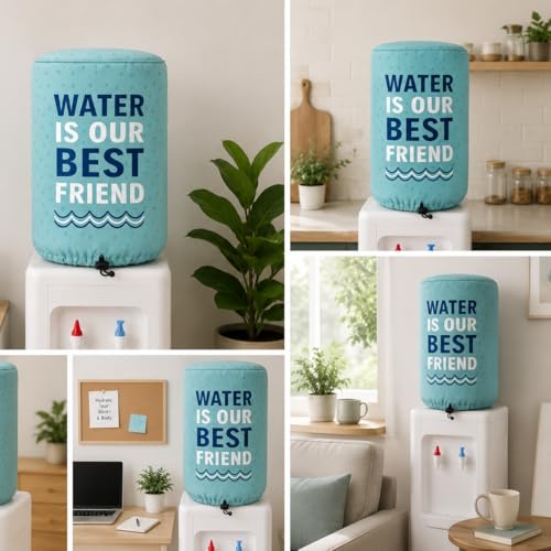 Image of Swayam 20 Litre Bottle Cover for Home & Office | Bottle Protector | Lace Closure at Bottom | Machine Washable | Environment Friendly | Digitally Printed | 42cm x 42cm x 30cm