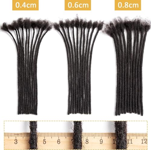 DAIXI 0.4cm and 0.6 0.8cm Thickness Options 6-18 Inch 70 Strands 100% Real Human Hair Dreadlock Extensions for Man/Women Handmade Permanent loc Extensions Bundles Can Be Dyed Bleached Curled Twisted - Image 4