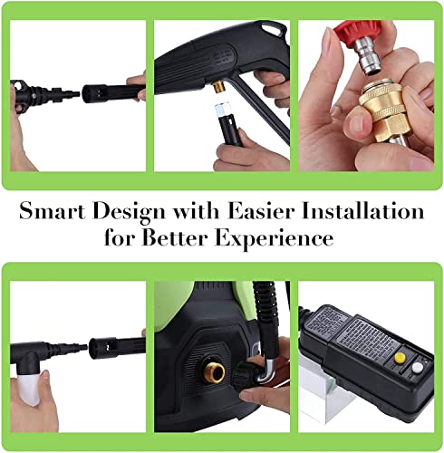 Electric Pressure Washer, 2.1Gpm Professional Electric Pressure Cleaner Machine With 4 Nozzles, Foam Cannon, 2000W High Power Washer With Soap Tank, /Car/Driveway/Patio Clean, Green #TOP6