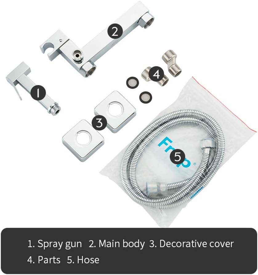 Handheld Bidet Sprayer for Toilet, Chrome Baby Cloth Diaper Washer Set Brass Bathroom Sprayer Kit Wall Mounted Bathroom Bidet Faucet with Anti Leaking Hose, Hot and Cold Water