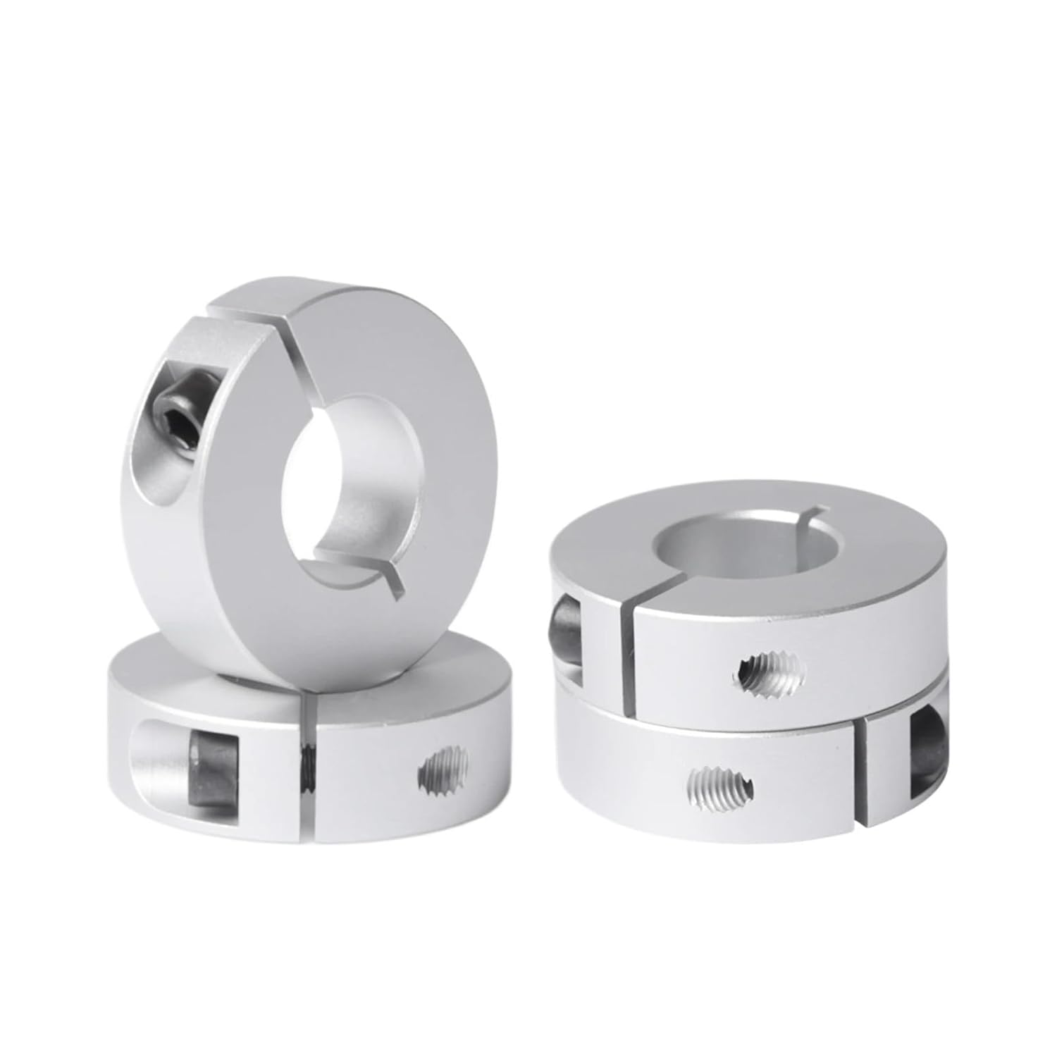 4pcs Clamp-On Shaft Collar Aluminum Shaft Locking Collar with Set Screw One-Piece Split Shaft Stop Collars(12mm)