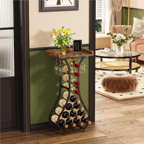 Soporte de vino de pie con mesa y colgador para copas miniatura 6