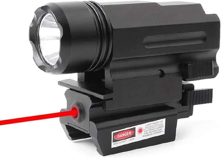 HigooTactical Red Laser Dot Sight Scope + Powerful 500 Lumen LED Flashlight with 20mm Picatinny Rail Mount Combo for Rifle Shotgun