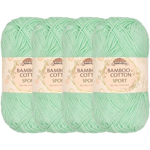 Image of JubileeYarn Bamboo Cotton Sport Yarn - 50g /Skein - Green Mint - 4 Skeins
