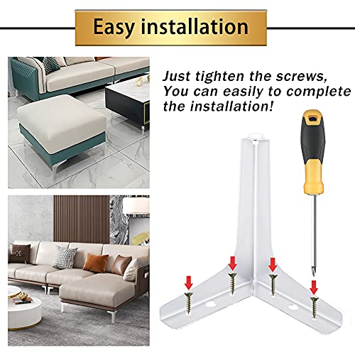 Gosche Metal Furniture Legs 7 Inch, Chrome Polished Silver Sofa Legs Set Of 4, Modern Style Replacement Triangle Legs For Dresser Chair Bed Cabinet Cupboard Diy Replacement Couch Feet #TOP5