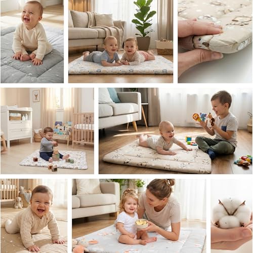 Krabbeldecke Krabbelmatte für Baby – Spielmatte Spieldecke Bodenmatte für Kinder und Babys für Kinderzimmer und Laufgitter Große faltbar waschbar Play Mat Oeko-Tex-Zertifikat
