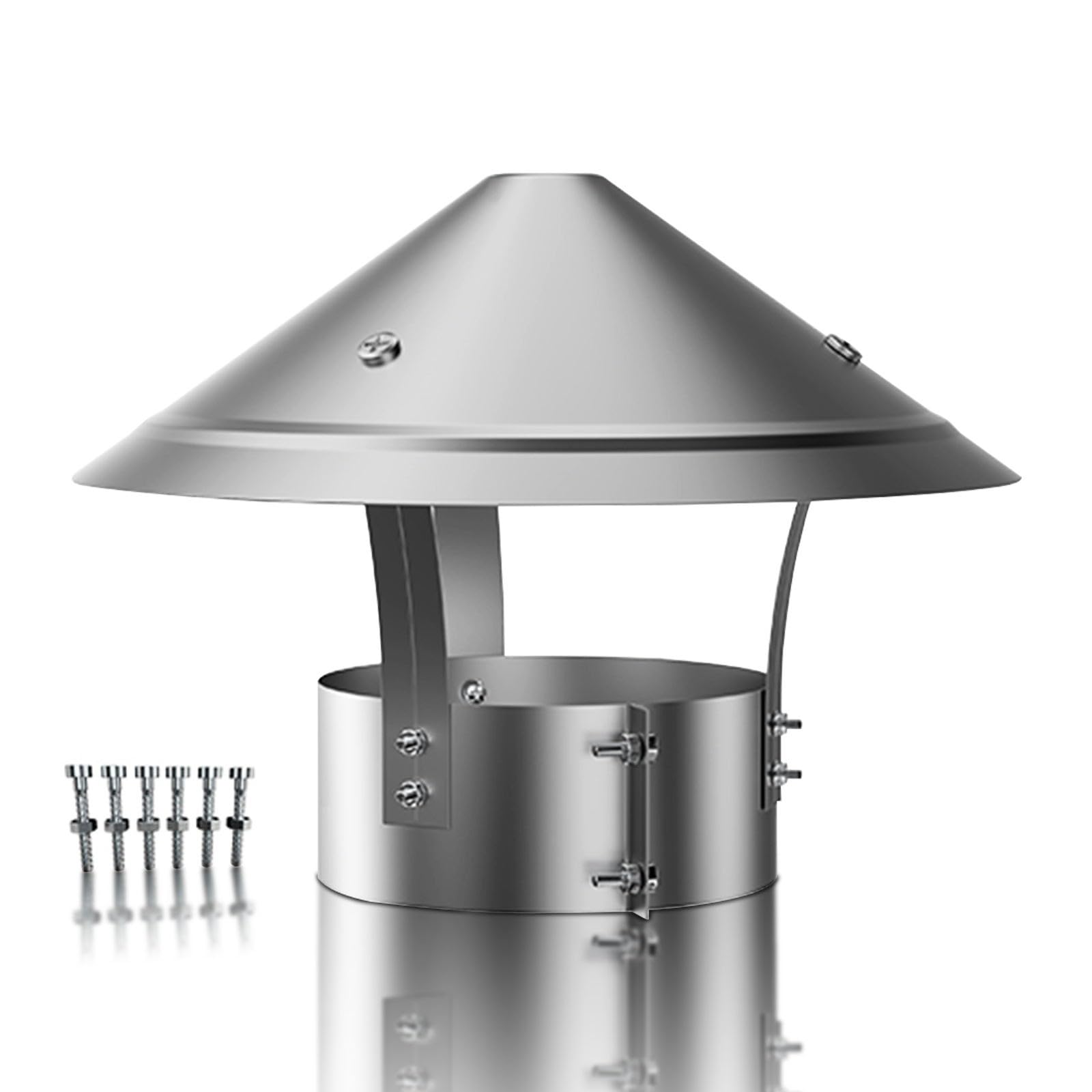 Edelstahlschornstein Regenhaube 110mm Kaminaufsatz Edelstahl Regen Und Windschutz Schornsteinaufsatz LüFtungsaufsatz Ofen Schornsteinhaube Schornsteinabdeckung(304 material,300 mm(12 in))