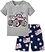 Popshion Toddler Boy 4th of July Outfit Monster Truck American Flag T-Shirt and Shorts Set Patriotic 2-Piece Summer Clothes for Kids 6t/2263