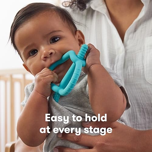 Image of Frida Baby Get-A-Grip BabyTeether for Teething Relief | 100% Food-Grade Silicone Teething Toys for Baby 0-6, 12, 18 Months Infant, BPA-Free, PVC-Free |Deep Blue