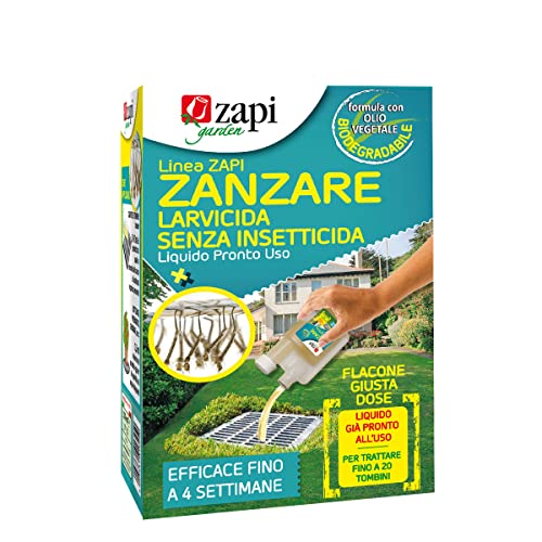 Zapi Garden | Zapi Zanzare Larvicida Senza Insetticida - Liquido Pronto Uso con Olio Vegetale Biodegradabile, Efficace fino a 4 Settimane, 100ml