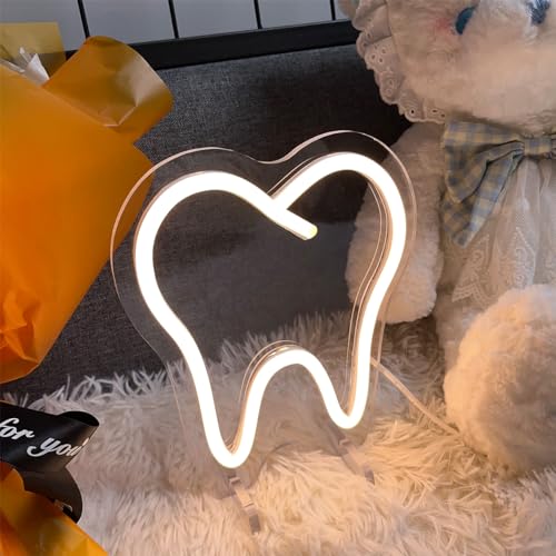 Image of Teeth Table Number Neon Sign Desk Lamp Night Light Wedding Letter LED Neon Sign Wedding Table Decorations Neon Light Shop Bedroom Home Room Decor Christmas Party Warm White USB 20x18 CM